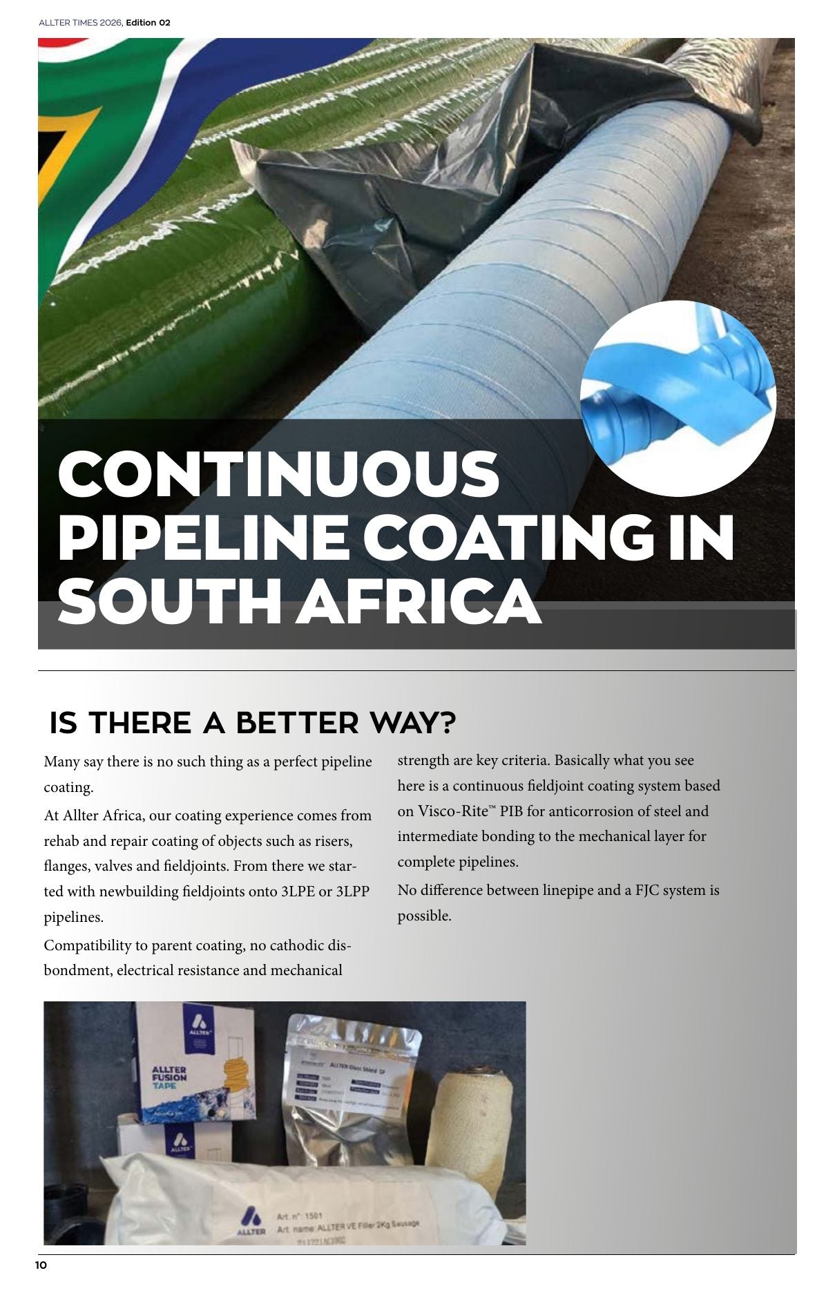 Allter Times 2026 — Edition 02 — page 9: Continuous pipeline coating in South Africa